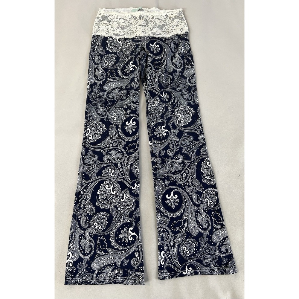 VTG Chatoyant Bootcut Bottoms Sz Medium Leggings Lace Waist Y2K Yoga USA - Picture 6 of 10
